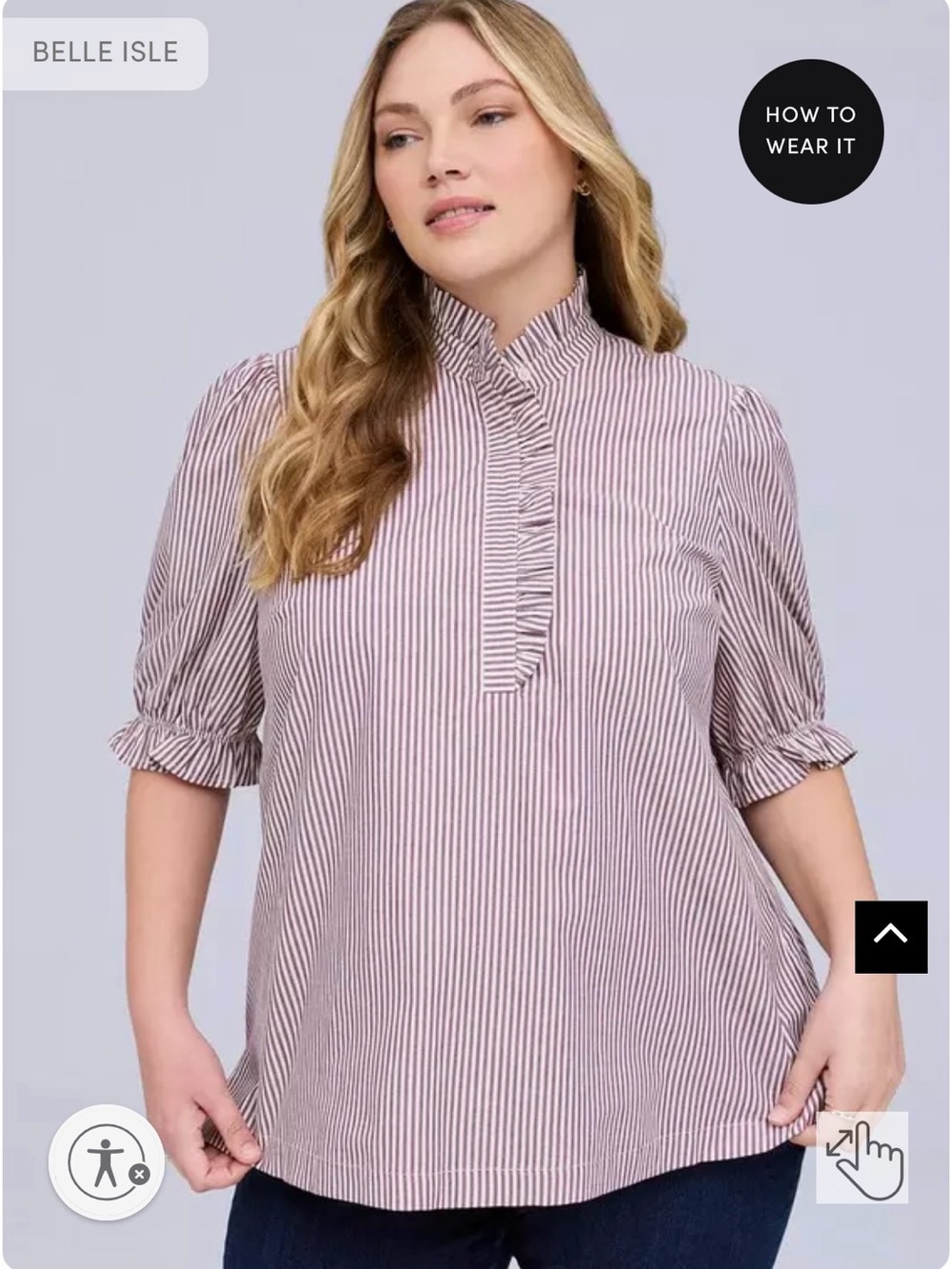 torrid Striped Ruffle Collar Blouse from Belle Isle collection